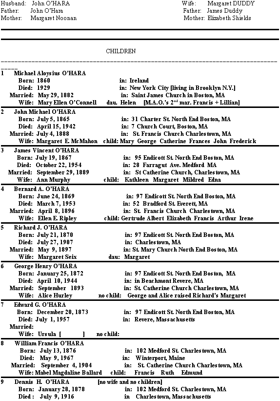 sons of John&Margaret O'Hara